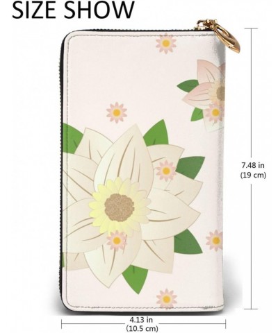 Blooming Hexagonal White pattern Leather long clutch wallet : Comfortable, lightweight, waterproof, durable 7.48 x 4.13 in $2...