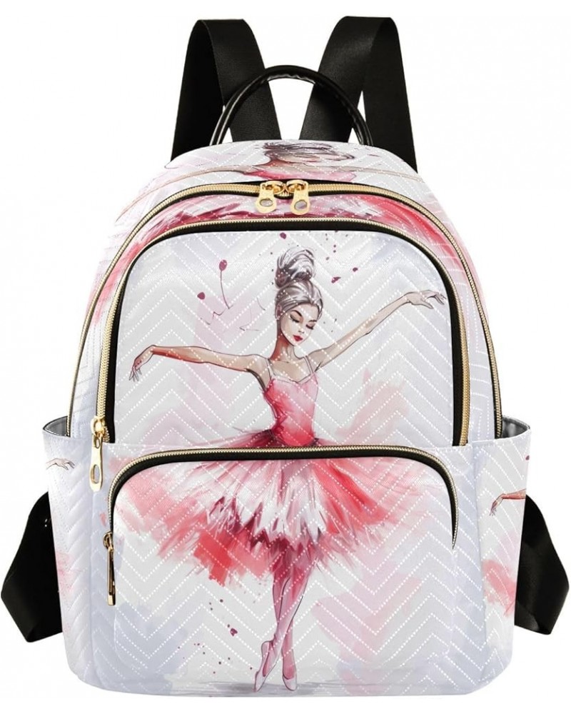 Beautiful Ballerina Quilted Backpack for Women Shoulder Bag Purse Travel Bags for Nurse Daily Work S Small $12.40 Backpacks