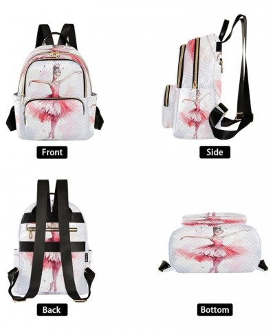 Beautiful Ballerina Quilted Backpack for Women Shoulder Bag Purse Travel Bags for Nurse Daily Work S Small $12.40 Backpacks