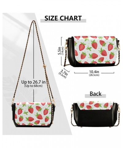 Fruits Strawberry PU Leather Crossbody Handbag for Women Shoulder Purse with Adjustable Metal Chain Waterproof Crossbody Purs...