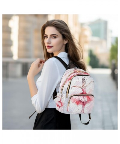 Beautiful Ballerina Quilted Backpack for Women Shoulder Bag Purse Travel Bags for Nurse Daily Work S Small $12.40 Backpacks