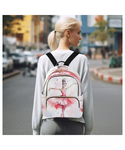 Beautiful Ballerina Quilted Backpack for Women Shoulder Bag Purse Travel Bags for Nurse Daily Work S Small $12.40 Backpacks