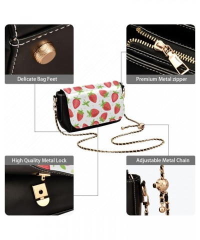 Fruits Strawberry PU Leather Crossbody Handbag for Women Shoulder Purse with Adjustable Metal Chain Waterproof Crossbody Purs...