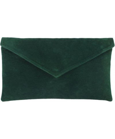 Womens Neat Envelope Faux Suede Clutch Bag/Shoulder Bag Bottle Forest Green $18.44 Clutches