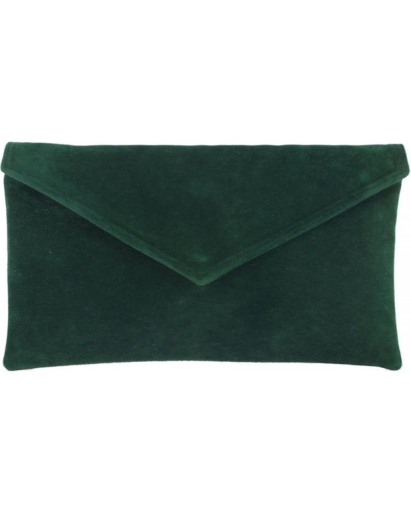 Womens Neat Envelope Faux Suede Clutch Bag/Shoulder Bag Bottle Forest Green $18.44 Clutches