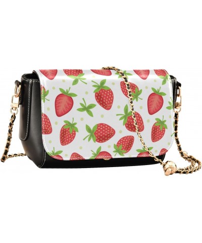 Fruits Strawberry PU Leather Crossbody Handbag for Women Shoulder Purse with Adjustable Metal Chain Waterproof Crossbody Purs...