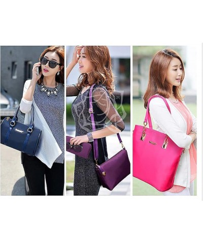 Women's Tote Bag Nylon 6 Pcs Fashion Shoulder Crossbody Handbag Purse-Blue Purple $34.83 Totes