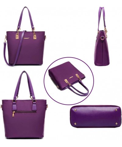 Women's Tote Bag Nylon 6 Pcs Fashion Shoulder Crossbody Handbag Purse-Blue Purple $34.83 Totes