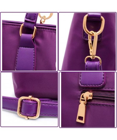 Women's Tote Bag Nylon 6 Pcs Fashion Shoulder Crossbody Handbag Purse-Blue Purple $34.83 Totes