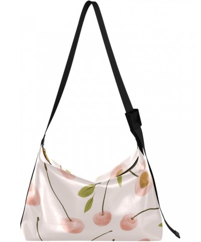 Large Crossbody Bags Watercolor Light Pink Cherry Adults Sling Bags Beauty Womens Large Tote Bag $17.15 Totes