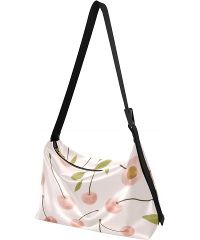 Large Crossbody Bags Watercolor Light Pink Cherry Adults Sling Bags Beauty Womens Large Tote Bag $17.15 Totes