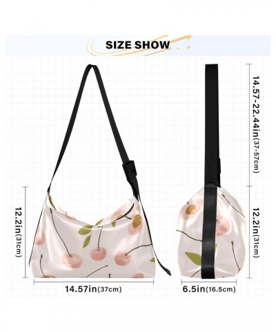 Large Crossbody Bags Watercolor Light Pink Cherry Adults Sling Bags Beauty Womens Large Tote Bag $17.15 Totes