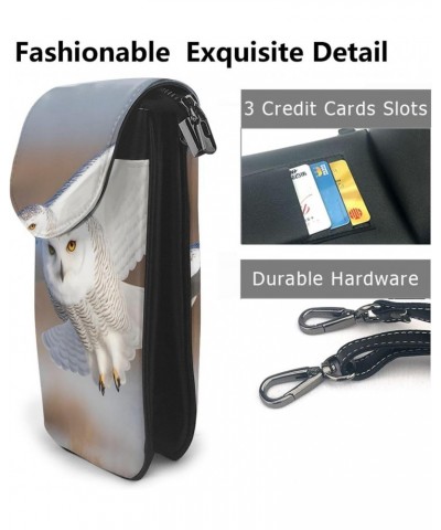 women Small Cell Phone Purse Snowy Owl Spreads Its Wings pattern : Multifunction,Soft, durable,Convenient for daily use and t...