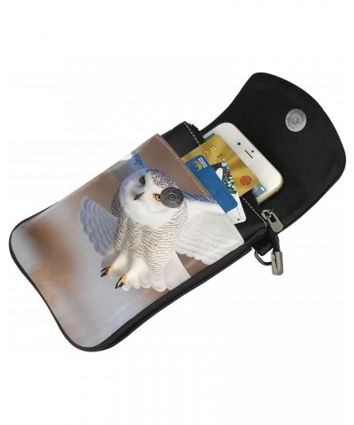 women Small Cell Phone Purse Snowy Owl Spreads Its Wings pattern : Multifunction,Soft, durable,Convenient for daily use and t...