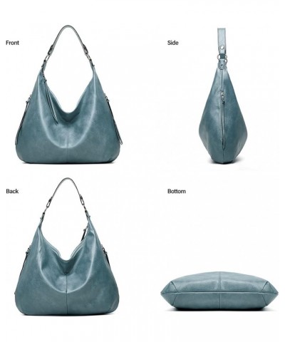 Hobo Bags for Women Soft PU Leather Slouchy Bag Shoulder Purse with Zipper Blue Three-piece Suit $18.23 Totes