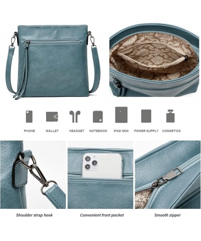 Hobo Bags for Women Soft PU Leather Slouchy Bag Shoulder Purse with Zipper Blue Three-piece Suit $18.23 Totes