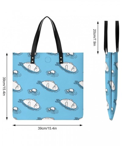 Seal Swim Tote Bag for Women PU Leather Shoulder Bag Large Capacity Handbags for Work Shopping $20.33 Totes