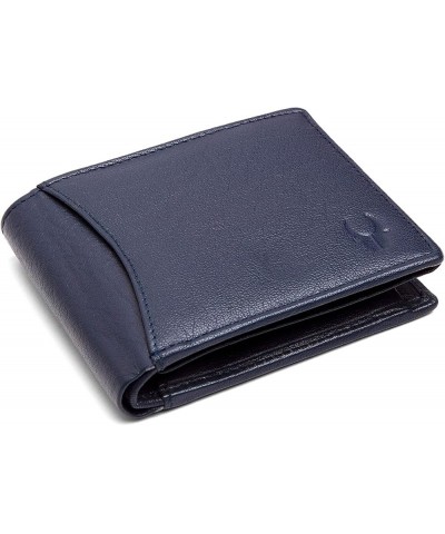 Leather Wallet for Men Classic Tri Fold (Brown Crackle) Navy Blue $10.00 Wallets