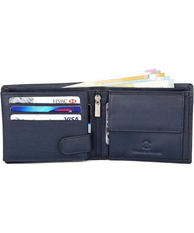 Leather Wallet for Men Classic Tri Fold (Brown Crackle) Navy Blue $10.00 Wallets