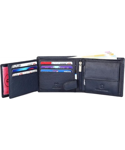 Leather Wallet for Men Classic Tri Fold (Brown Crackle) Navy Blue $10.00 Wallets