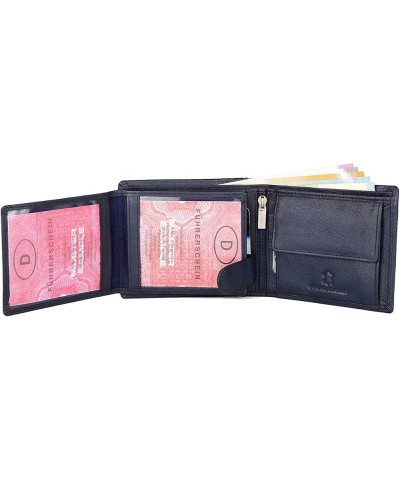 Leather Wallet for Men Classic Tri Fold (Brown Crackle) Navy Blue $10.00 Wallets