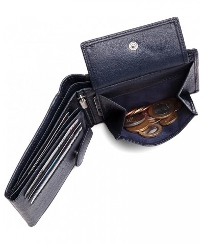 Leather Wallet for Men Classic Tri Fold (Brown Crackle) Navy Blue $10.00 Wallets