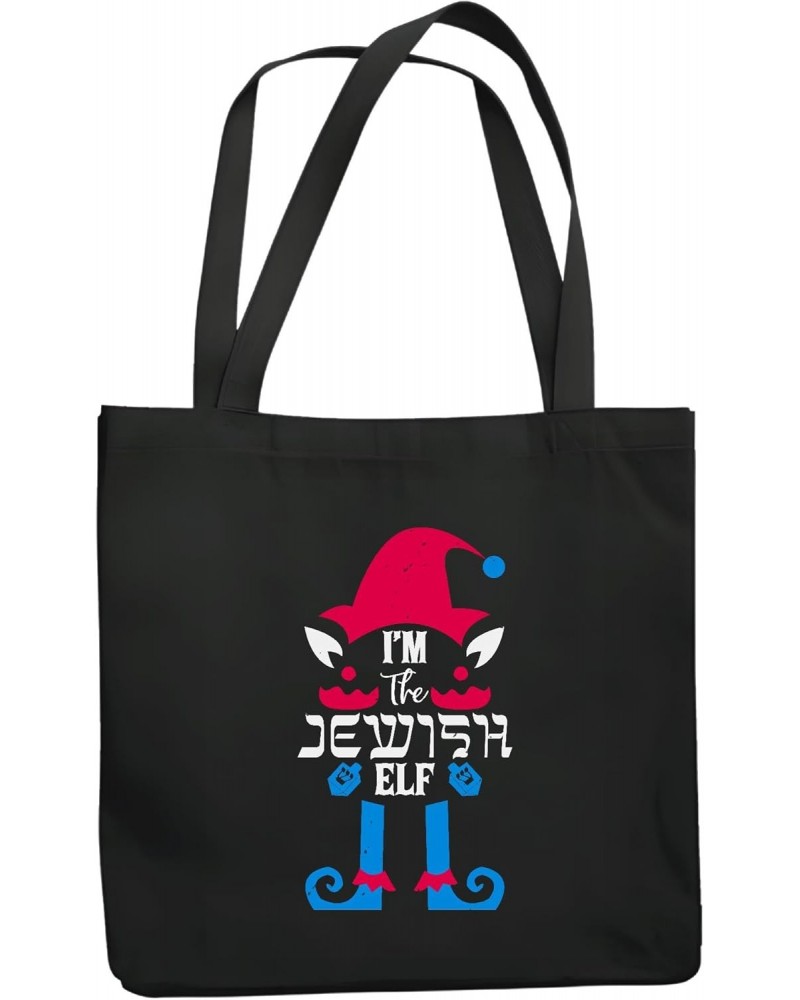 Jewish Holiday Gift Idea I am the Jewish Elf idea for Men Women Navy Black Multicolor Canvas Tote Bag $17.67 Totes