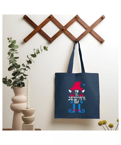 Jewish Holiday Gift Idea I am the Jewish Elf idea for Men Women Navy Black Multicolor Canvas Tote Bag $17.67 Totes