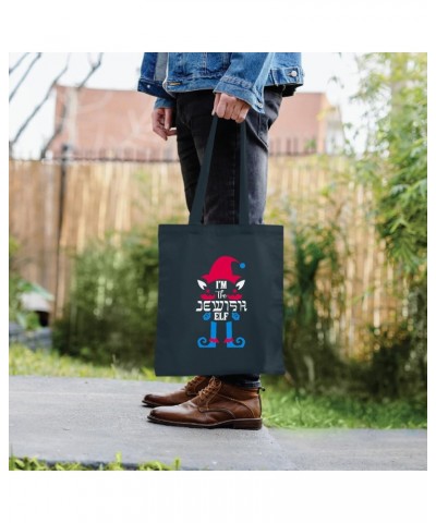 Jewish Holiday Gift Idea I am the Jewish Elf idea for Men Women Navy Black Multicolor Canvas Tote Bag $17.67 Totes