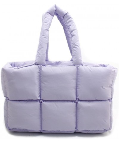 Puffy Tote Bag for Women Large Quilted Puffer Cloud Handbags Winter Soft Down Cotton Padded Trendy Shoulder Purse Purple $26....