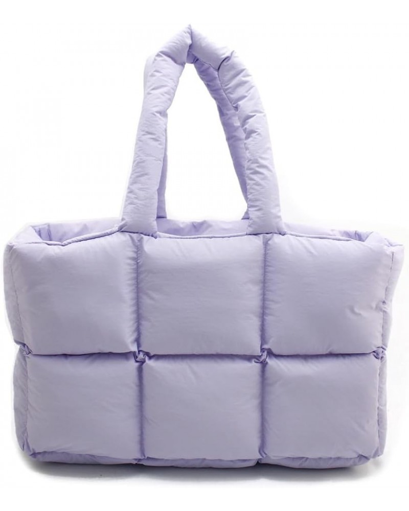 Puffy Tote Bag for Women Large Quilted Puffer Cloud Handbags Winter Soft Down Cotton Padded Trendy Shoulder Purse Purple $26....