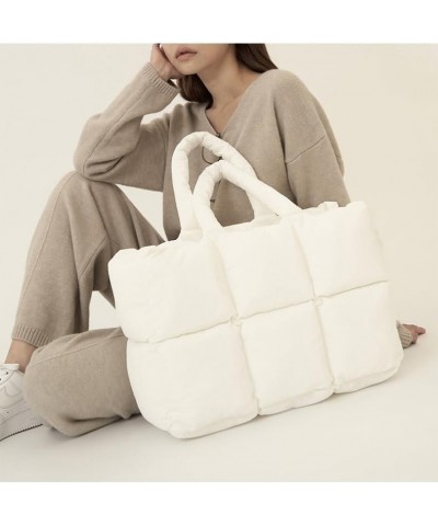 Puffy Tote Bag for Women Large Quilted Puffer Cloud Handbags Winter Soft Down Cotton Padded Trendy Shoulder Purse Purple $26....