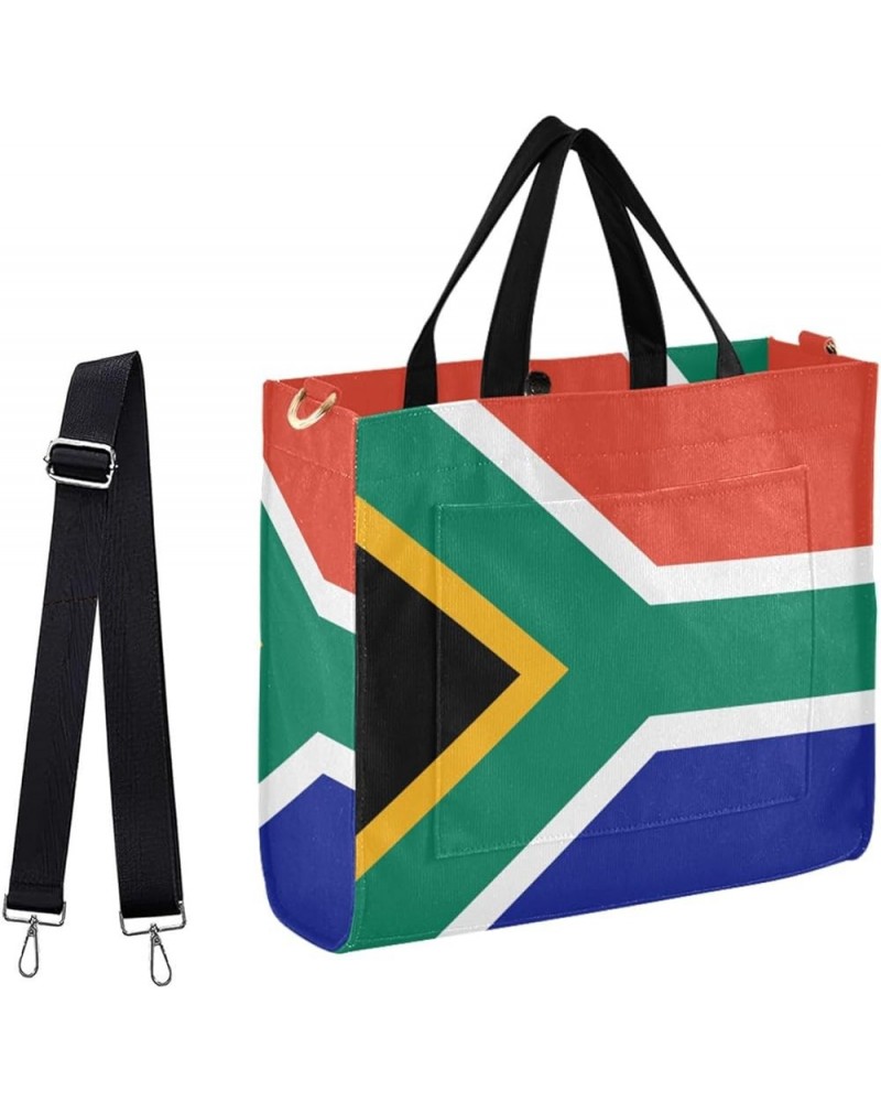 Womens Corduroy Tote Bag South African Flag Satchel Handbag with Pockets for Weekender Travel Gym Multi05 $11.27 Totes