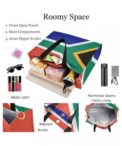 Womens Corduroy Tote Bag South African Flag Satchel Handbag with Pockets for Weekender Travel Gym Multi05 $11.27 Totes