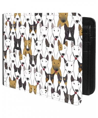 Unique Desige Pattern - Bull Terrier Dog Wallpaper, Slim Front Pocket Wallet Billfold RFID Blocking $9.17 Wallets