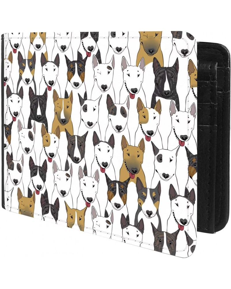 Unique Desige Pattern - Bull Terrier Dog Wallpaper, Slim Front Pocket Wallet Billfold RFID Blocking $9.17 Wallets