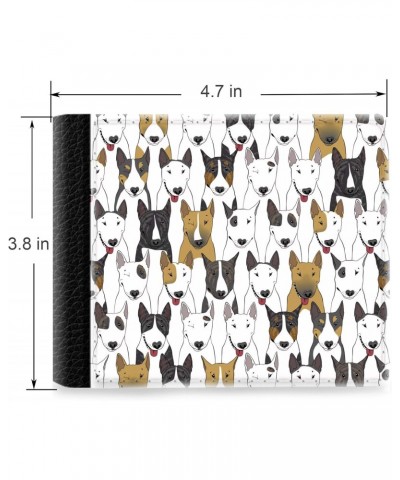 Unique Desige Pattern - Bull Terrier Dog Wallpaper, Slim Front Pocket Wallet Billfold RFID Blocking $9.17 Wallets