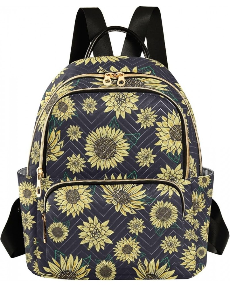 Retro Sunflowers Backpack Purse for Women Anti Theft Backpack Small Travel Backpack Shoulder Bag Small(11.41'' x 6.1'' x 14.1...