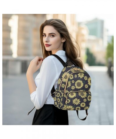 Retro Sunflowers Backpack Purse for Women Anti Theft Backpack Small Travel Backpack Shoulder Bag Small(11.41'' x 6.1'' x 14.1...