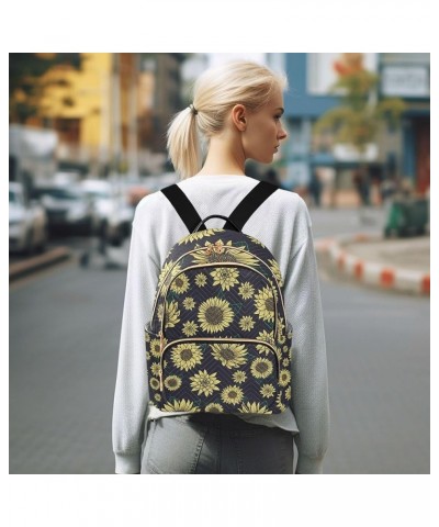 Retro Sunflowers Backpack Purse for Women Anti Theft Backpack Small Travel Backpack Shoulder Bag Small(11.41'' x 6.1'' x 14.1...