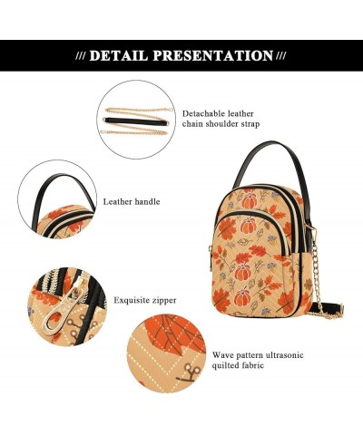 Phone Bag Small Watercolor Flowers Color Mixed Quilted Women Shoulder Handbag PU Leather Crossbody Purse Fall Pumpkin Maple L...