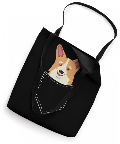 Cute Corgi Puppy in Pocket Tee Funny Vintage Corgi Dog Lover Tote Bag $10.94 Totes