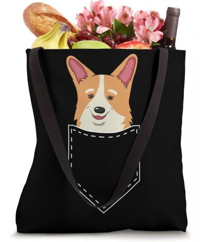 Cute Corgi Puppy in Pocket Tee Funny Vintage Corgi Dog Lover Tote Bag $10.94 Totes