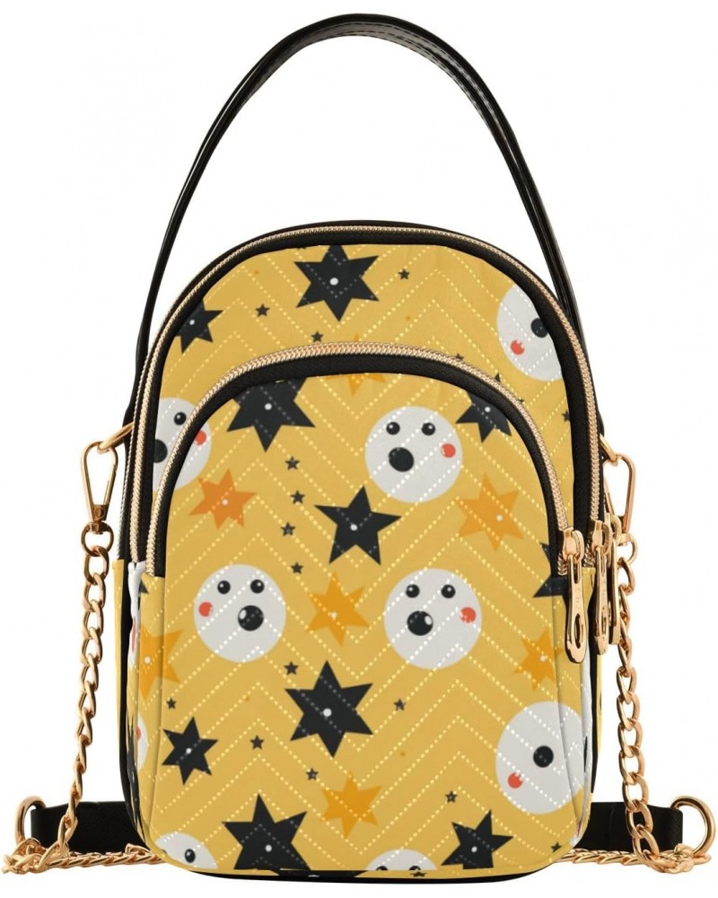 Star Yellow Crossbody Handbags for Women Casual Leather Shoulder Phone Purse $11.96 Crossbody Bags