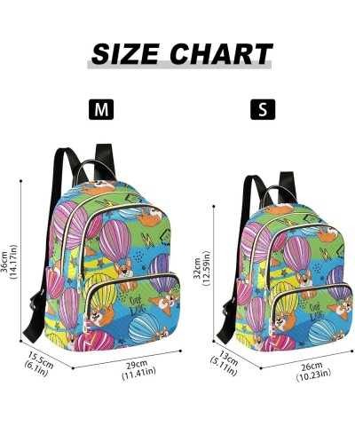 Backpack Purse for Women Cartoon Corgi Ballon, Mini Fashion Backpack Colorful Lightweight Casual Daypack Shoulder Bag Travel ...