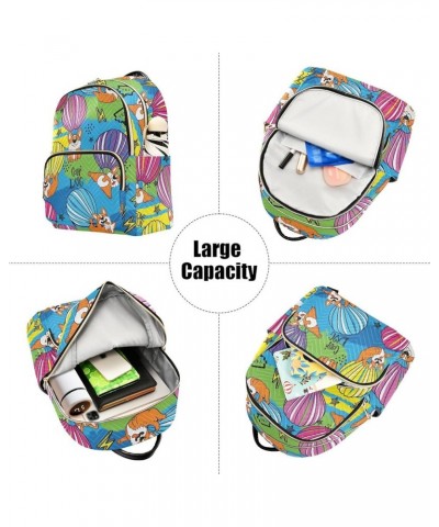 Backpack Purse for Women Cartoon Corgi Ballon, Mini Fashion Backpack Colorful Lightweight Casual Daypack Shoulder Bag Travel ...