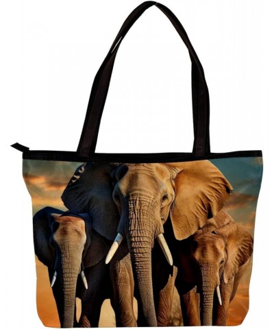 The Tote Bag For Women,Purses For Women,Handbags For Women,Animal Elephant Nature Sunset Handbags $12.07 Totes