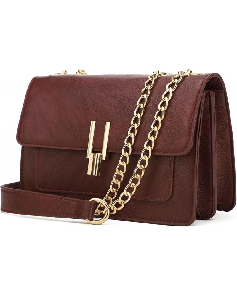 Crossbody Purses for Women Shoulder Bag Designer Satchel Handbag Purplish Red $23.90 Crossbody Bags