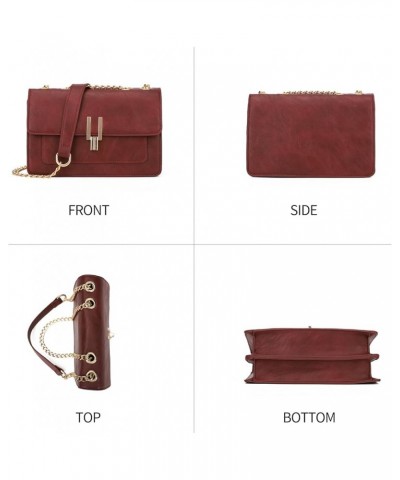 Crossbody Purses for Women Shoulder Bag Designer Satchel Handbag Purplish Red $23.90 Crossbody Bags