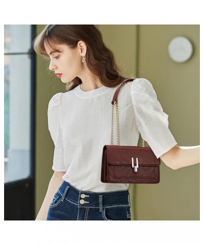 Crossbody Purses for Women Shoulder Bag Designer Satchel Handbag Purplish Red $23.90 Crossbody Bags